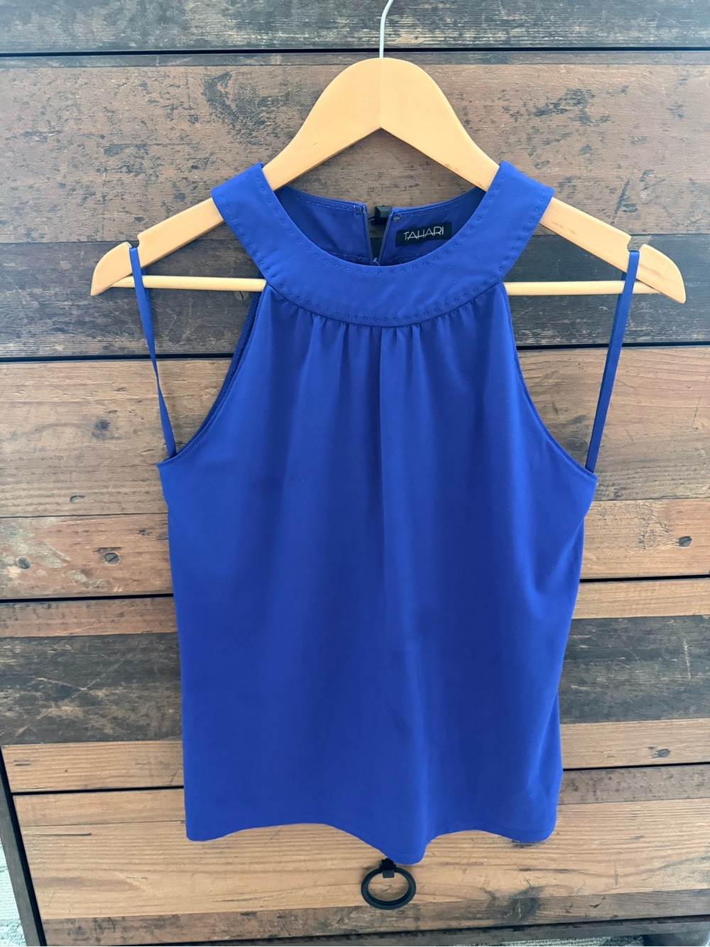Tahari Cobalt Blue High-Neck Sleeveless Camisole